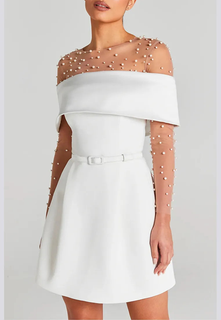 Women’s Elegant Off Shoulder Mini Cocktail Dress with Pockets