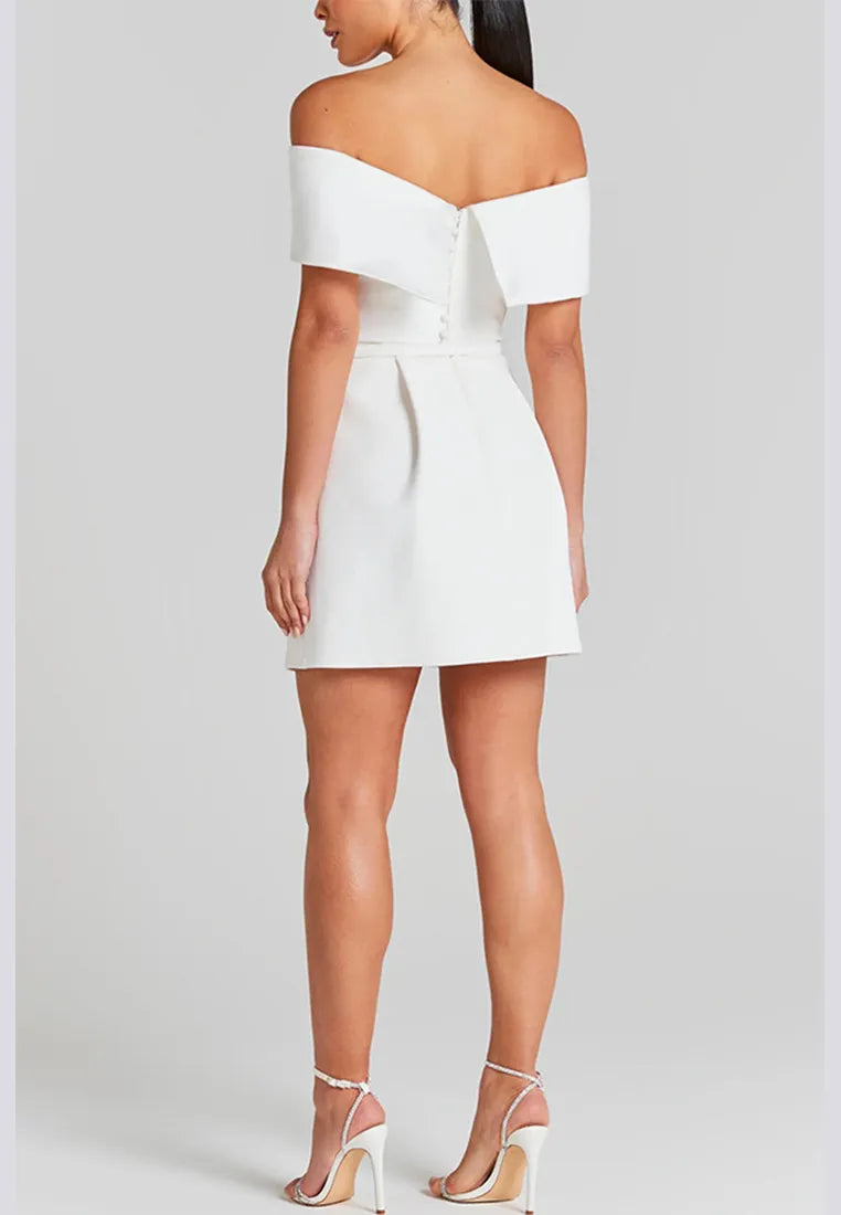 Women’s Elegant Off Shoulder Mini Cocktail Dress with Pockets