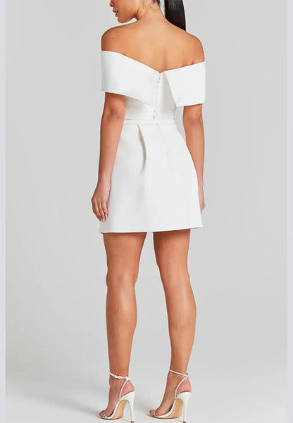 Women’s Elegant Off Shoulder Mini Cocktail Dress with Pockets