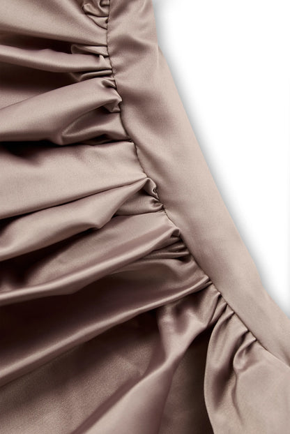 Women's Elegant One Shoulder Maxi Wedding Guest Dress with Ruched Details