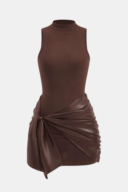 Women’s Elegant Sleeveless Mini Cocktail Dress with Tie Front