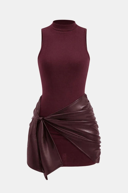 Women’s Elegant Sleeveless Mini Cocktail Dress with Tie Front