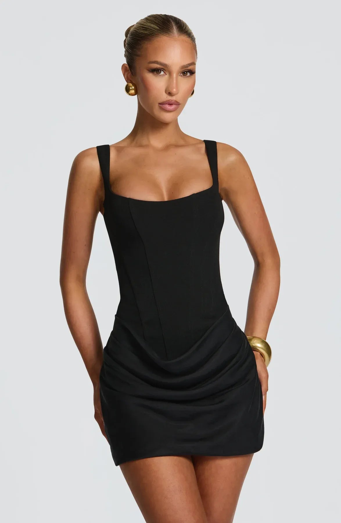 Women's Elegant Sleeveless Mini Wedding Guest Dress with Square Neck