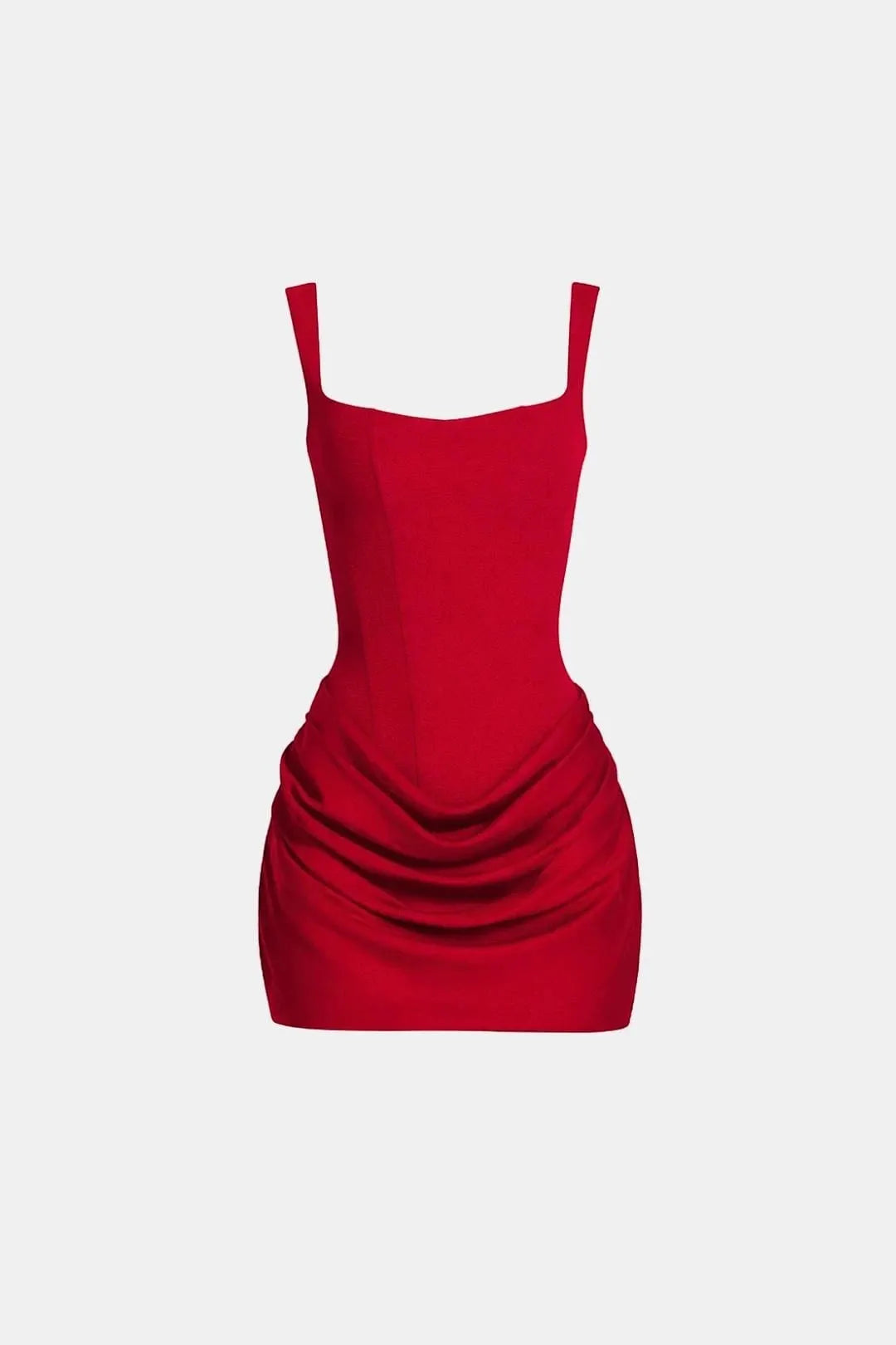Women's Elegant Square Neck Mini Cocktail Dress with Ruched Detail