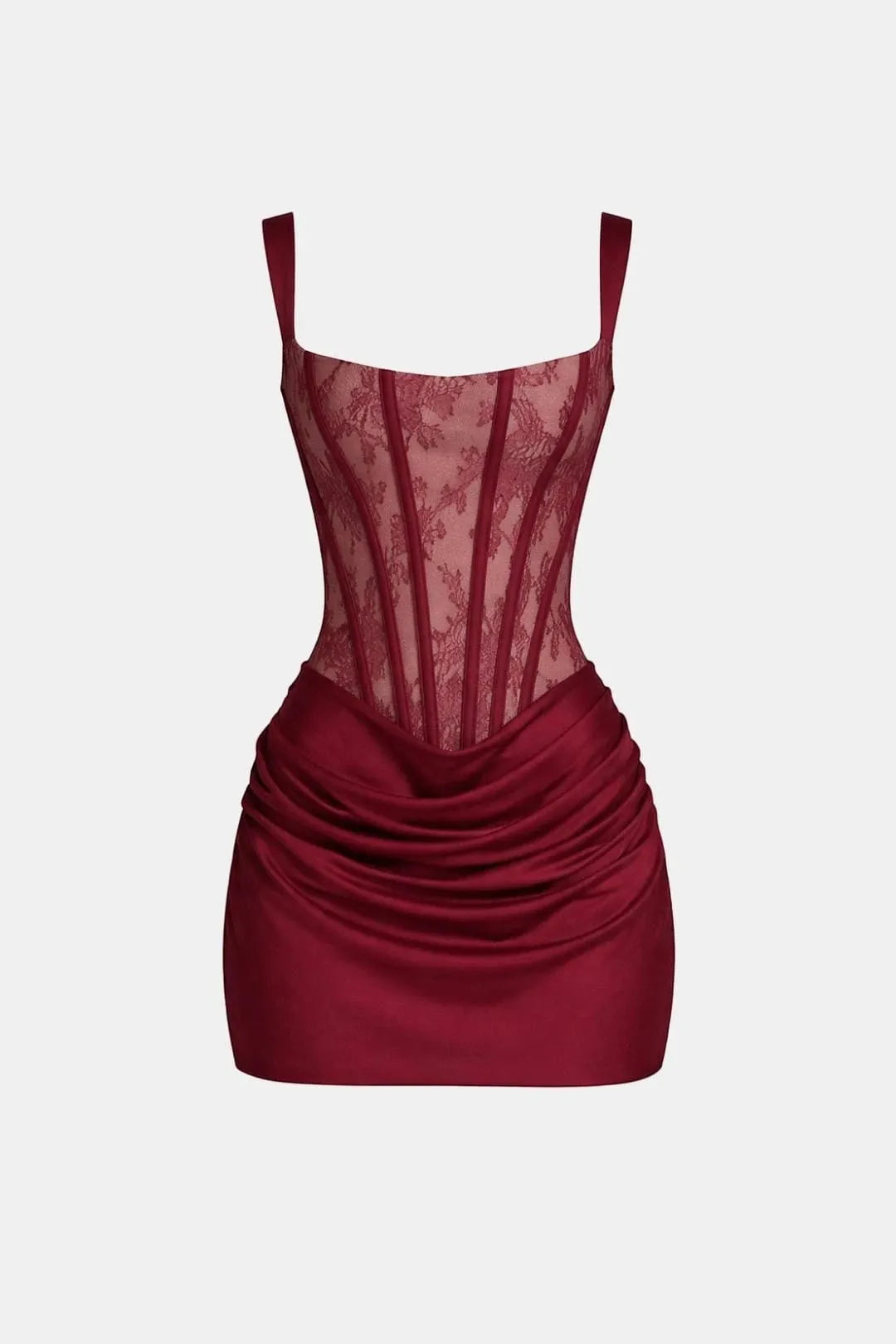 Women's Elegant Square Neck Mini Cocktail Dress with Ruched Detail