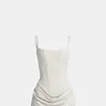 Women's Elegant Square Neck Mini Cocktail Dress with Ruched Detail
