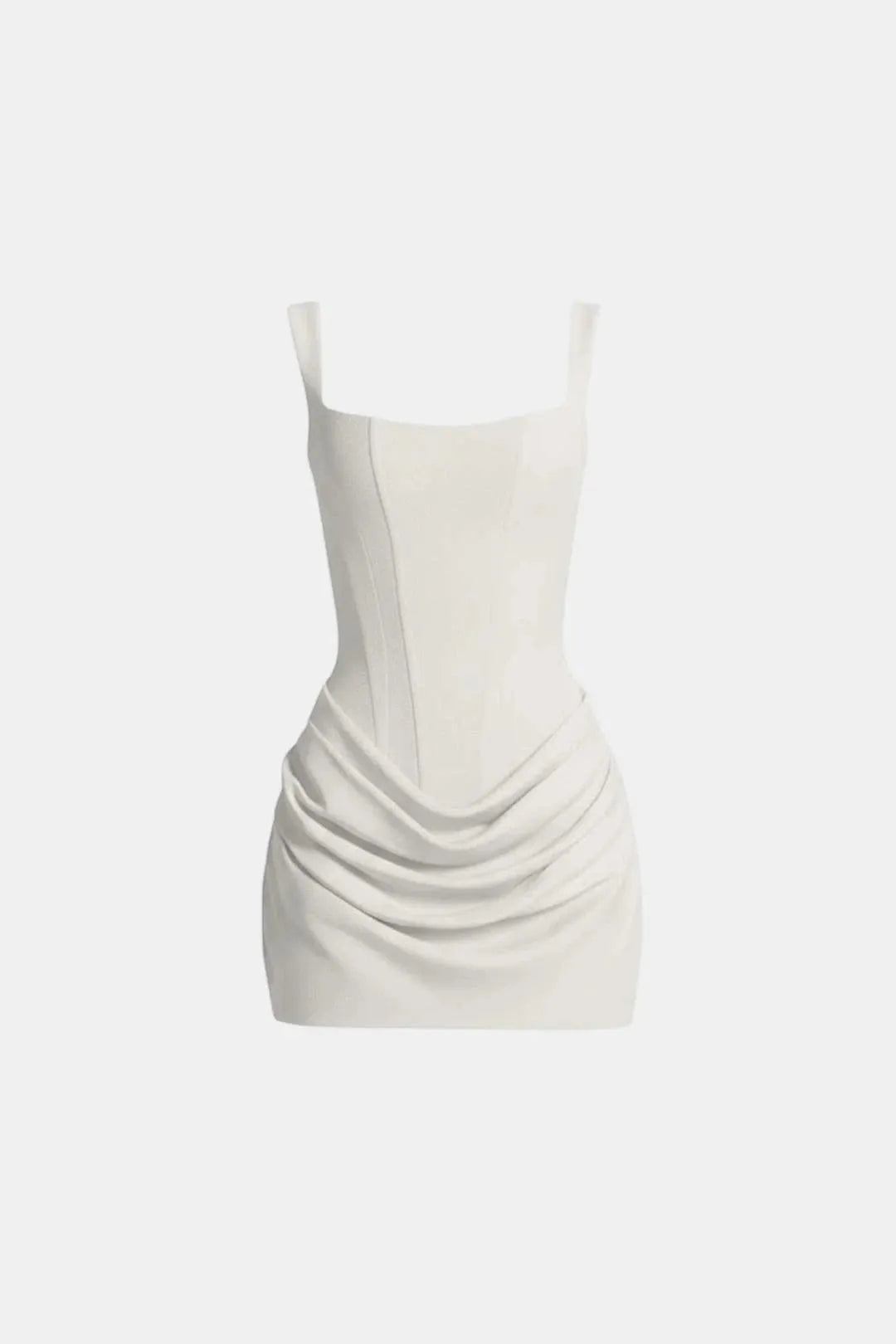 Women's Elegant Square Neck Mini Cocktail Dress with Ruched Detail