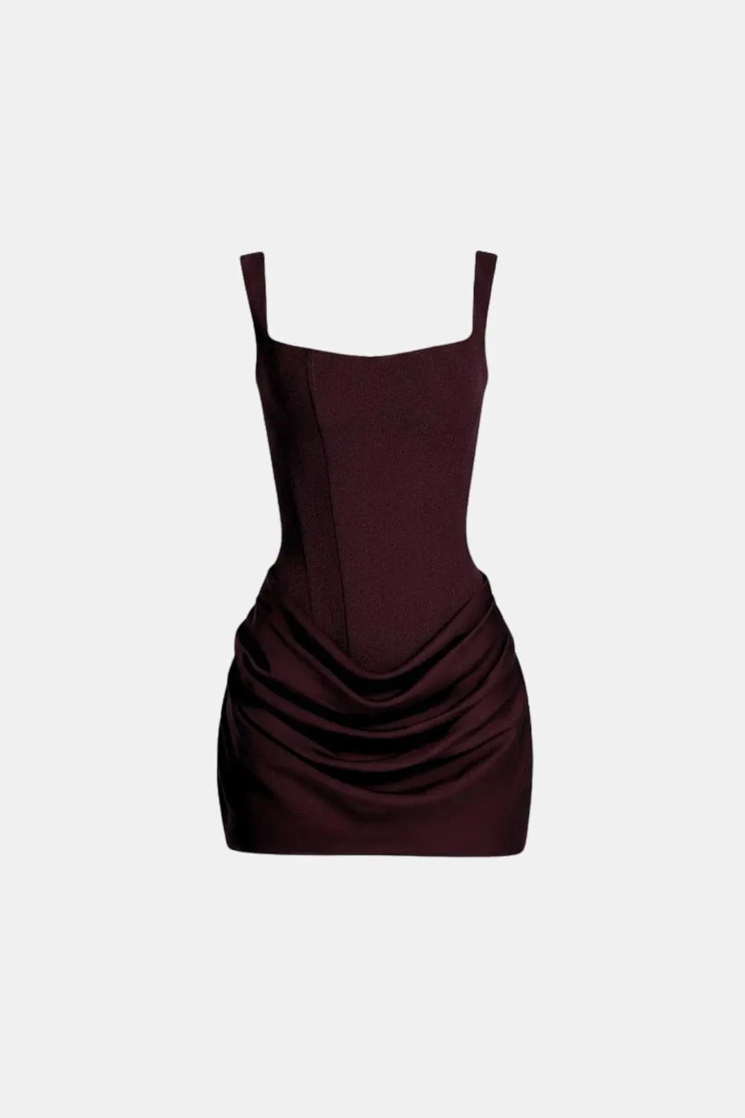 Women's Elegant Square Neck Mini Cocktail Dress with Ruched Detail