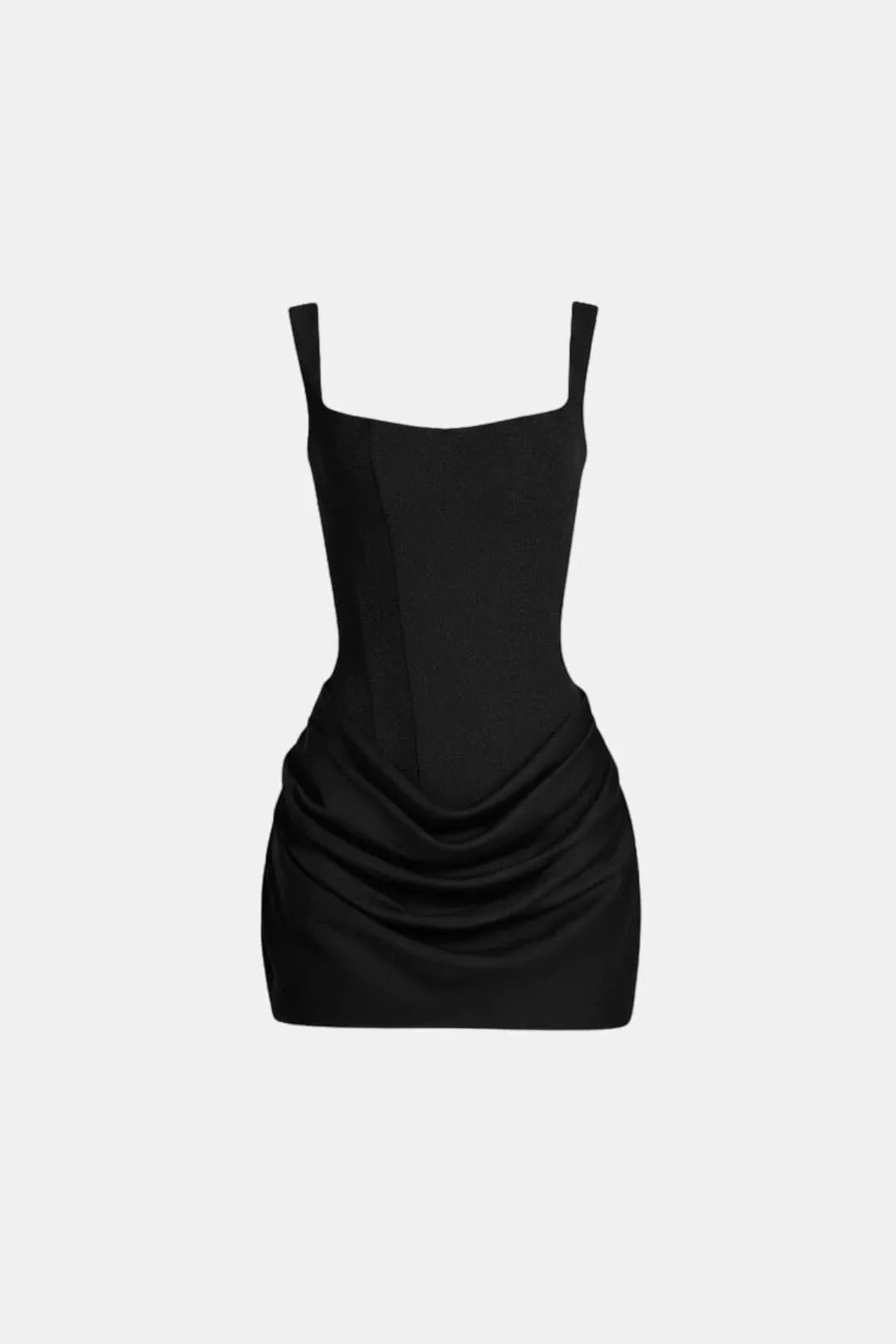Women's Elegant Square Neck Mini Cocktail Dress with Ruched Detail