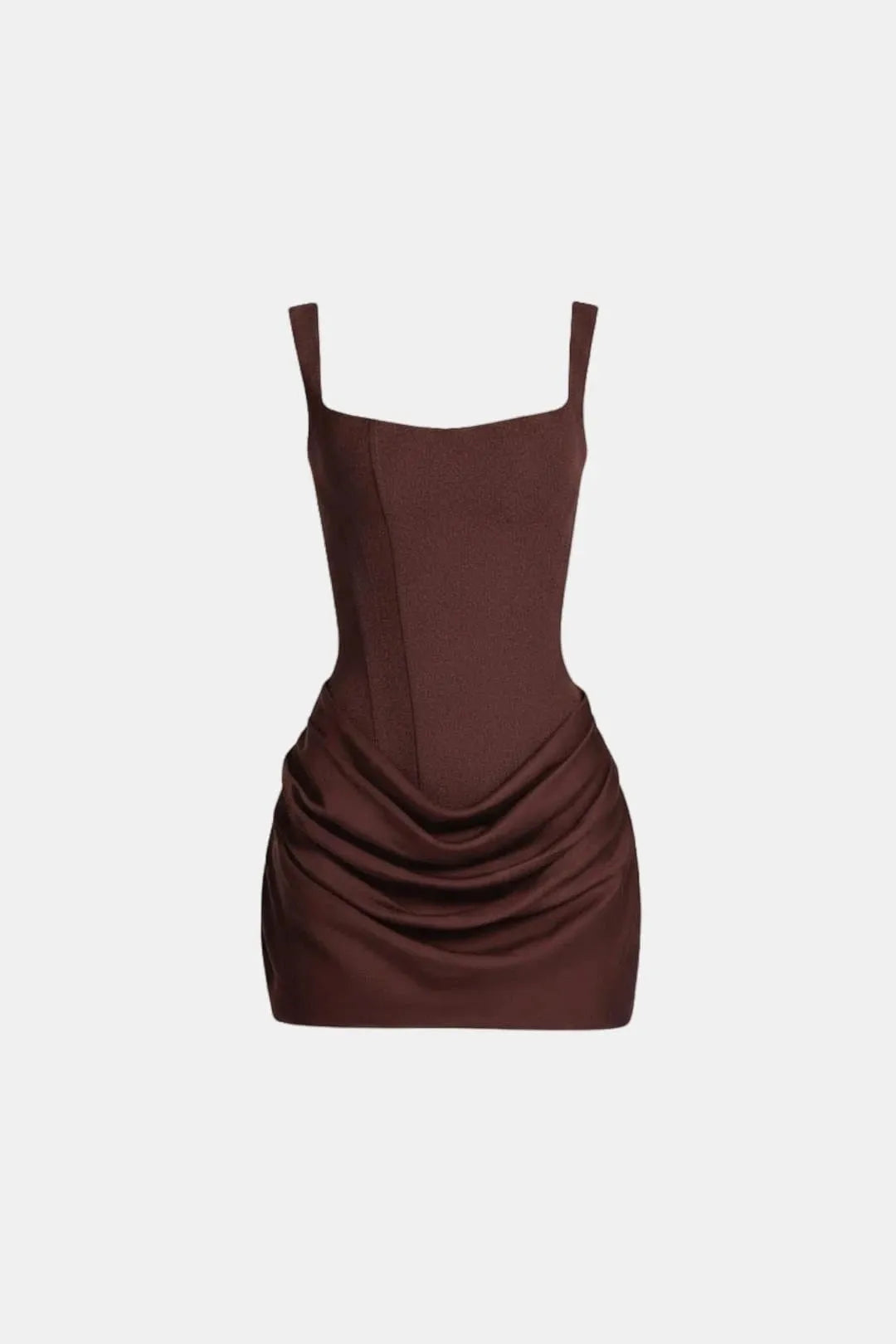 Women's Elegant Square Neck Mini Cocktail Dress with Ruched Detail