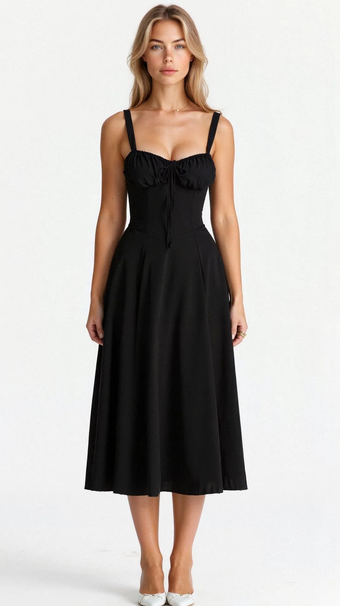 Women's Elegant Sweetheart Neckline Maxi Wedding Guest Dress with Slit