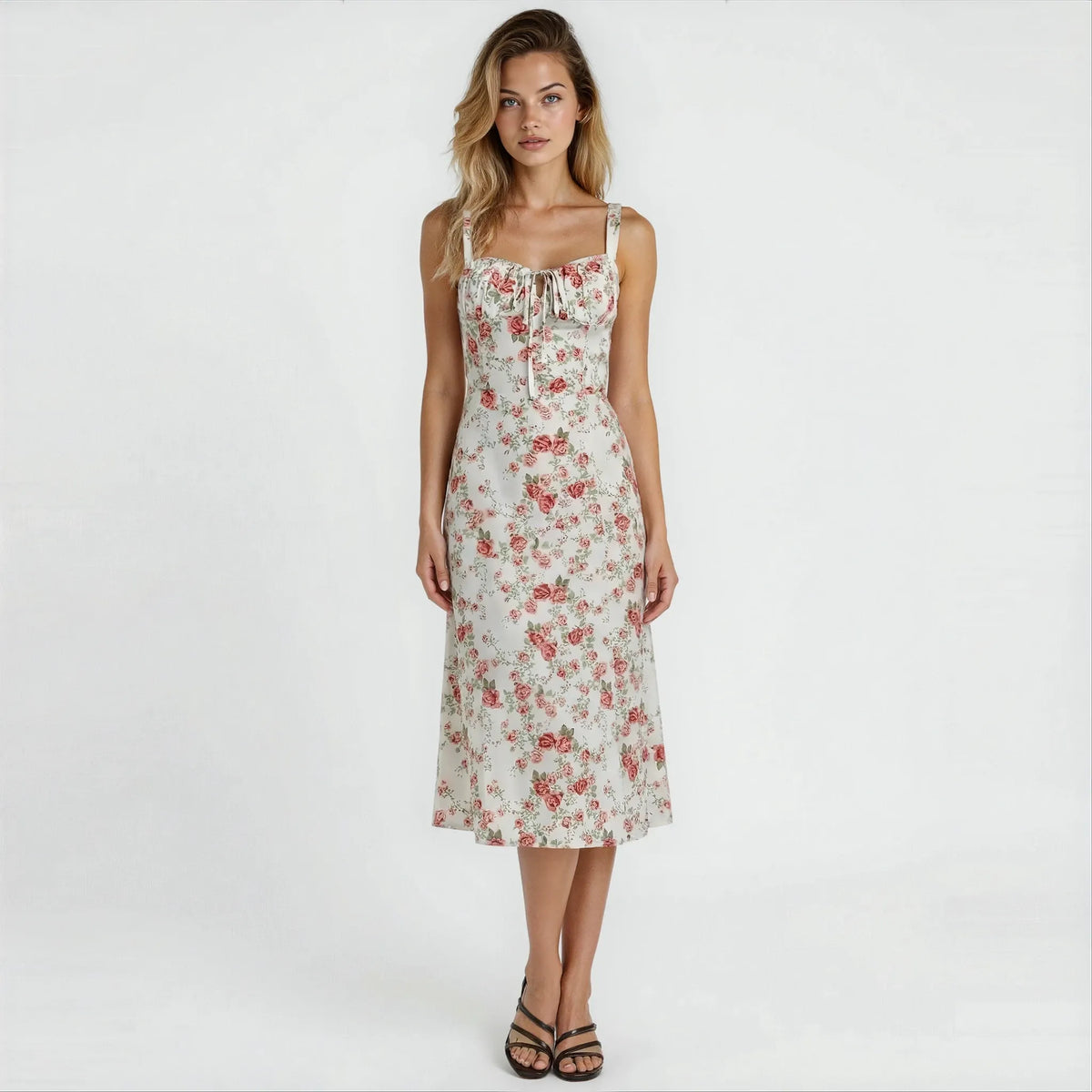 Women's Elegant Sweetheart Neckline Maxi Wedding Guest Dress with Slit