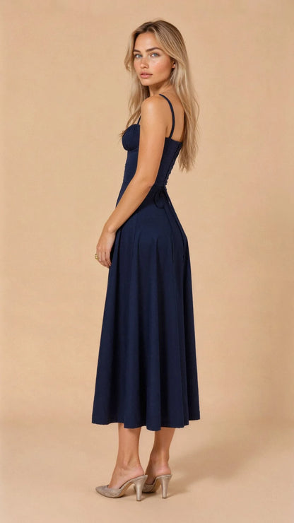 Women's Elegant Sweetheart Neckline Maxi Wedding Guest Dress with Slit