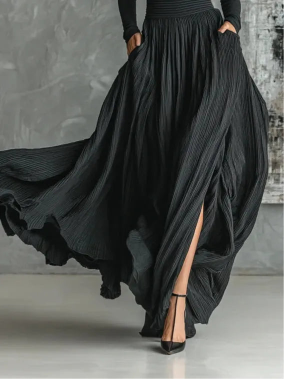 Women's Elegant Turtleneck Maxi Wedding Guest Dress with Long Sleeve