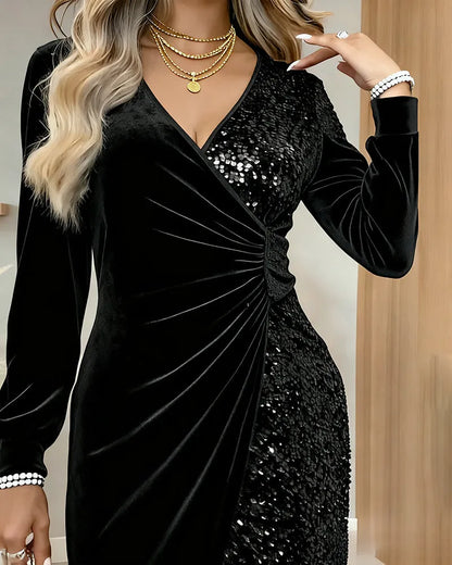 Women's Evening Mini Cocktail Dress with Ruched Detail