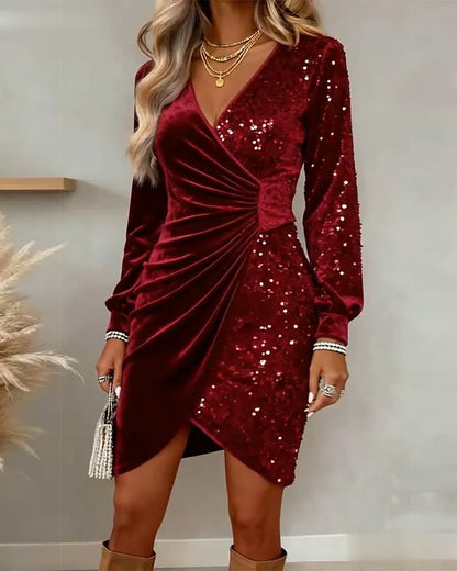 Women's Evening Mini Cocktail Dress with Ruched Detail
