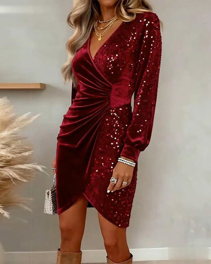 Women's Evening Mini Cocktail Dress with Ruched Detail