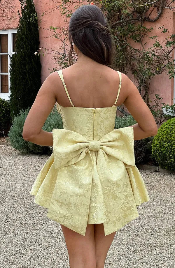 Women’s Floral Corset Mini Cocktail Dress with Bow