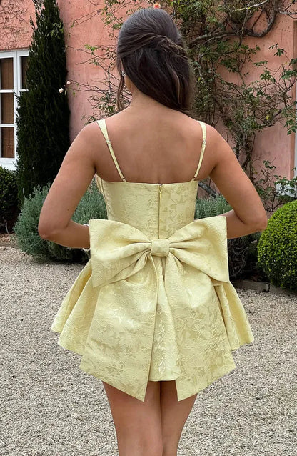 Women’s Floral Corset Mini Cocktail Dress with Bow