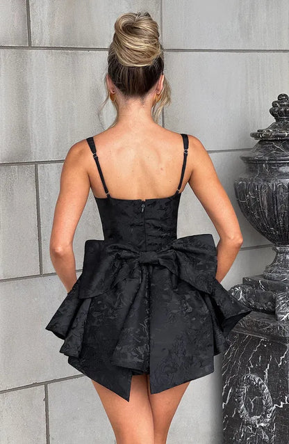 Women’s Floral Corset Mini Cocktail Dress with Bow
