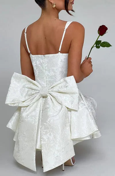 Women’s Floral Corset Mini Cocktail Dress with Bow