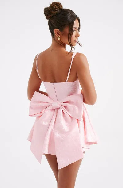 Women’s Floral Corset Mini Cocktail Dress with Bow