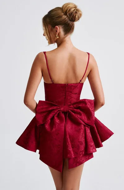 Women’s Floral Corset Mini Cocktail Dress with Bow