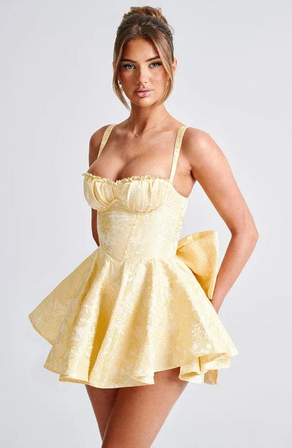 Women’s Floral Corset Mini Cocktail Dress with Bow