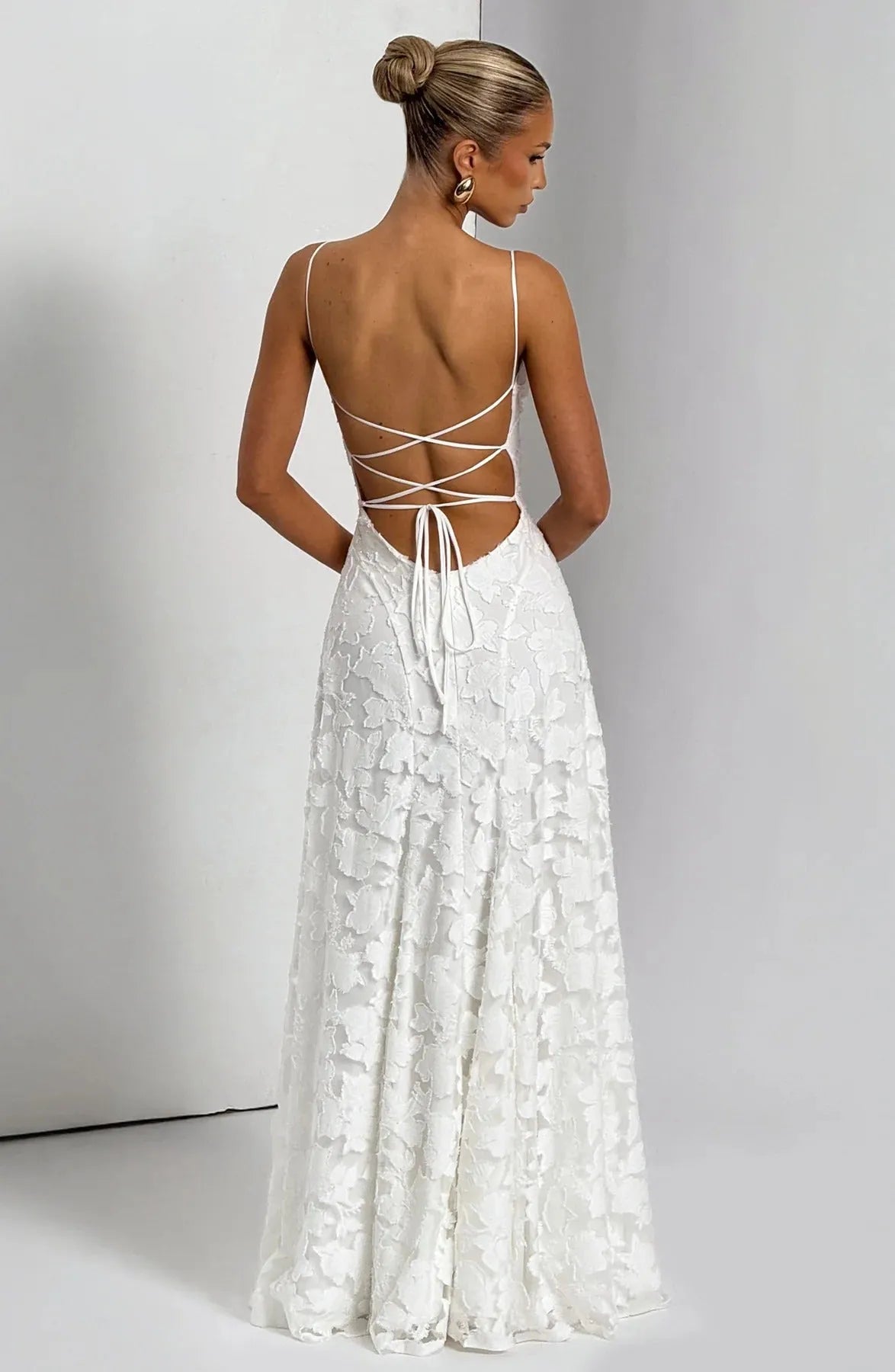 Women’s Floral Elegant Maxi Wedding Guest Dress with Spaghetti Straps