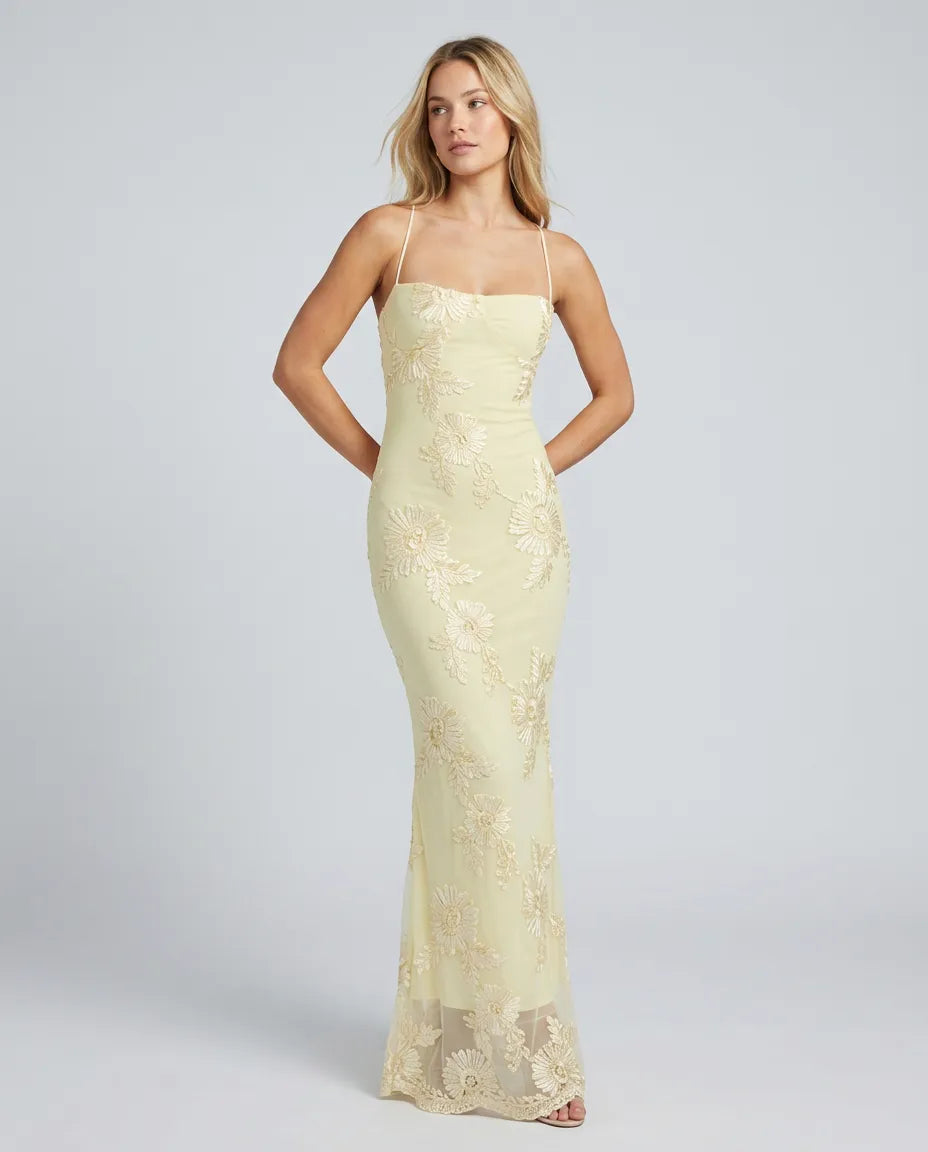 Women's Floral Elegant Maxi Wedding Guest Dress with Sweetheart Neckline