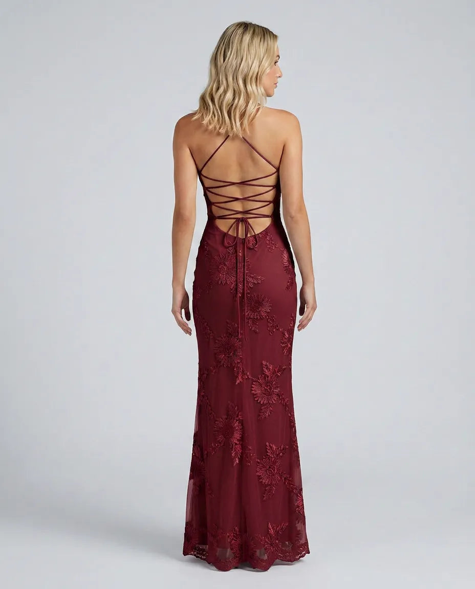 Women's Floral Elegant Maxi Wedding Guest Dress with Sweetheart Neckline