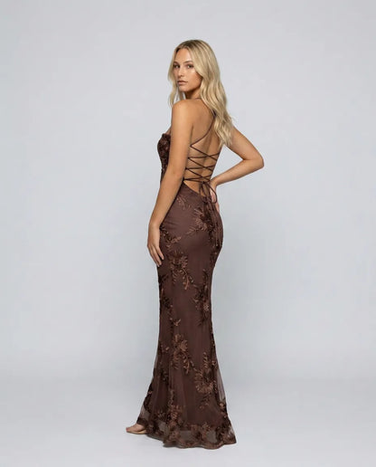 Women's Floral Elegant Maxi Wedding Guest Dress with Sweetheart Neckline