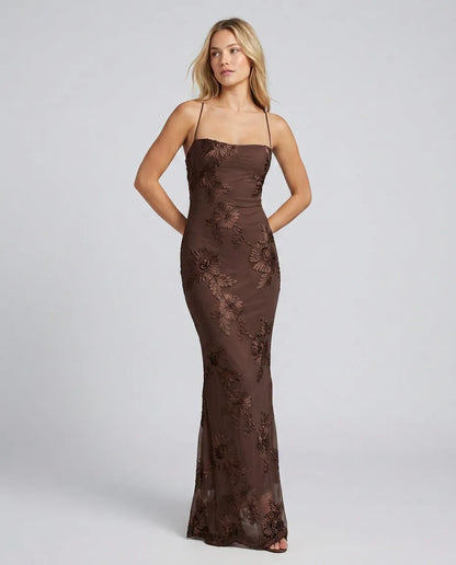 Women's Floral Elegant Maxi Wedding Guest Dress with Sweetheart Neckline