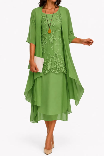 Women’s Floral Formal Midi Wedding Guest Dress with Cape