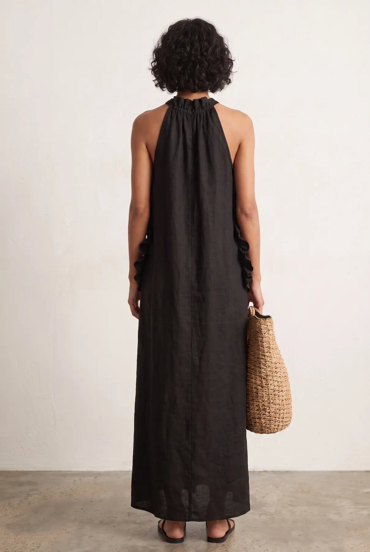 Women’s Flowy Elegant Maxi Wedding Guest Dress with Ruffle