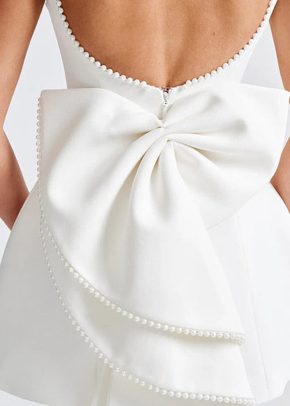 Women’s Formal Backless Mini Cocktail Dress with Bow