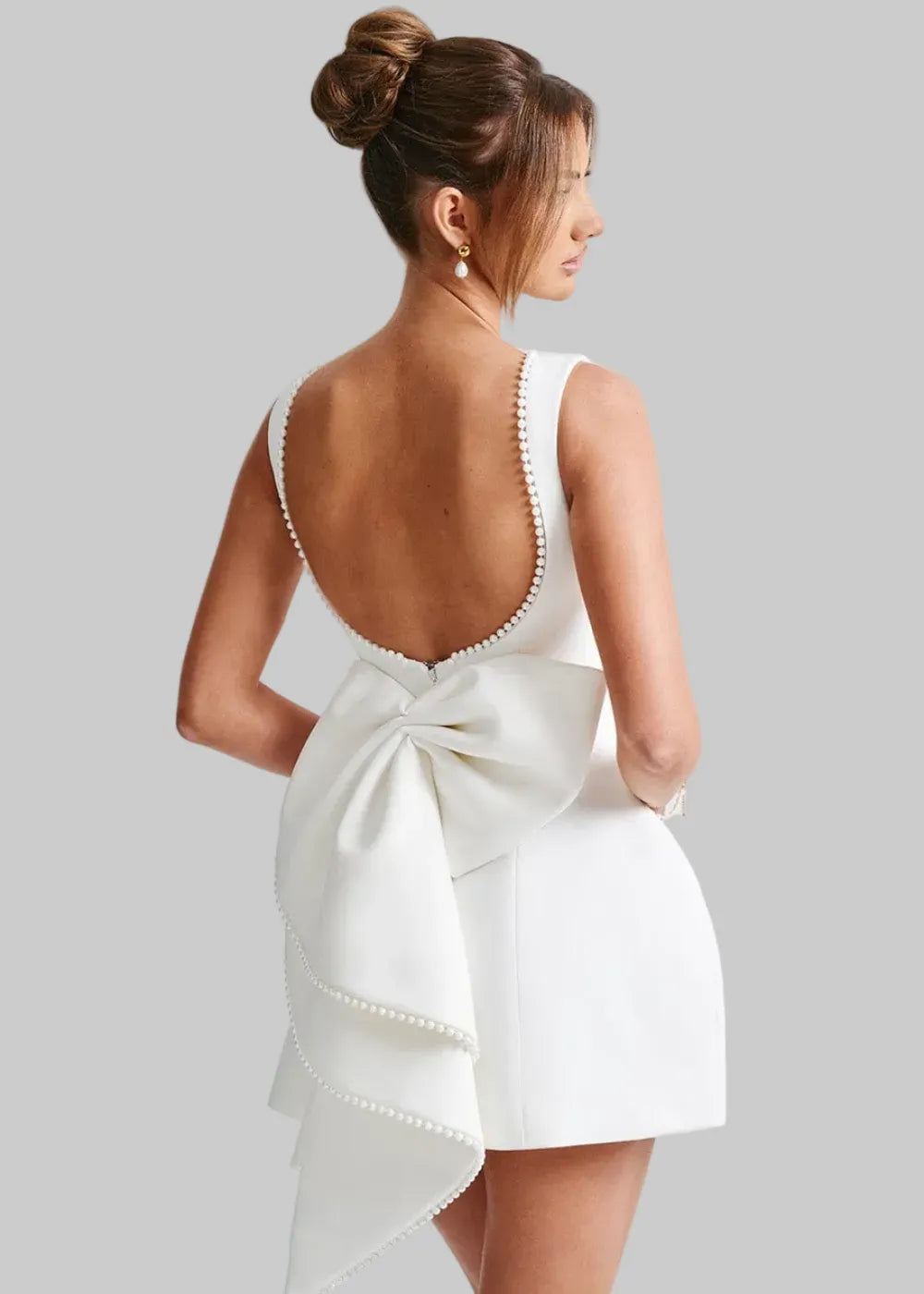 Women’s Formal Backless Mini Cocktail Dress with Bow