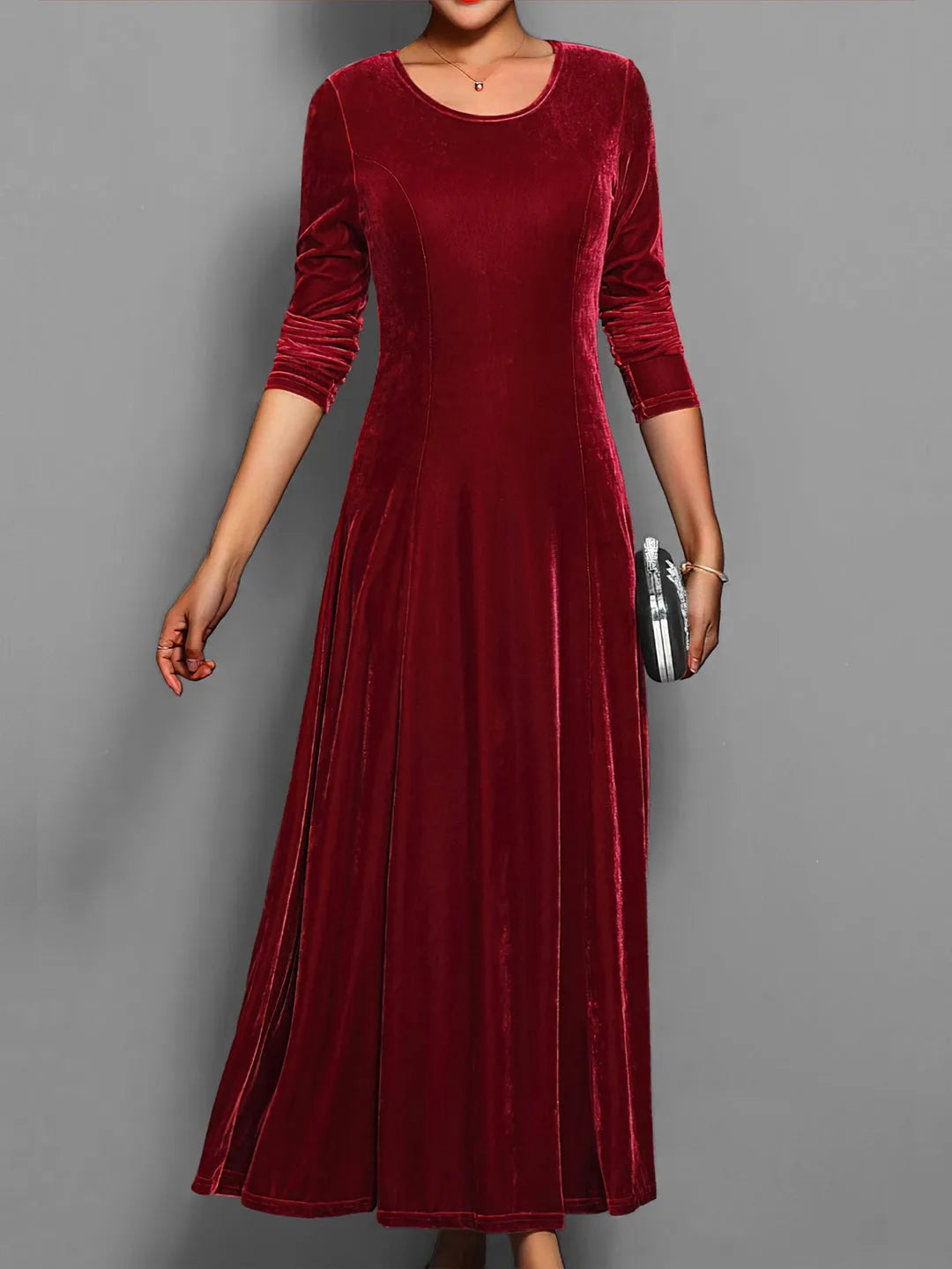 Women's Formal Classy Maxi Wedding Guest Dress with Long Sleeve