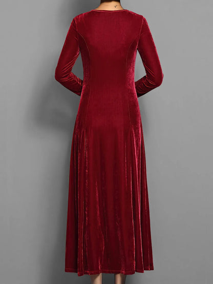 Women's Formal Classy Maxi Wedding Guest Dress with Long Sleeve