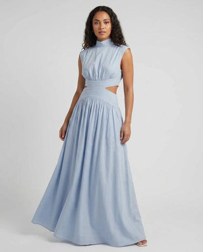 Women's Formal Elegant Maxi Wedding Guest Dress with Cut Out
