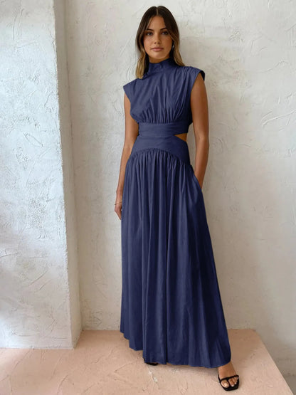 Women's Formal Elegant Maxi Wedding Guest Dress with Cut Out