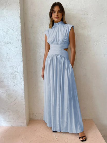Women's Formal Elegant Maxi Wedding Guest Dress with Cut Out