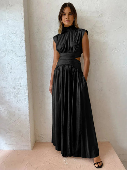 Women's Formal Elegant Maxi Wedding Guest Dress with Cut Out
