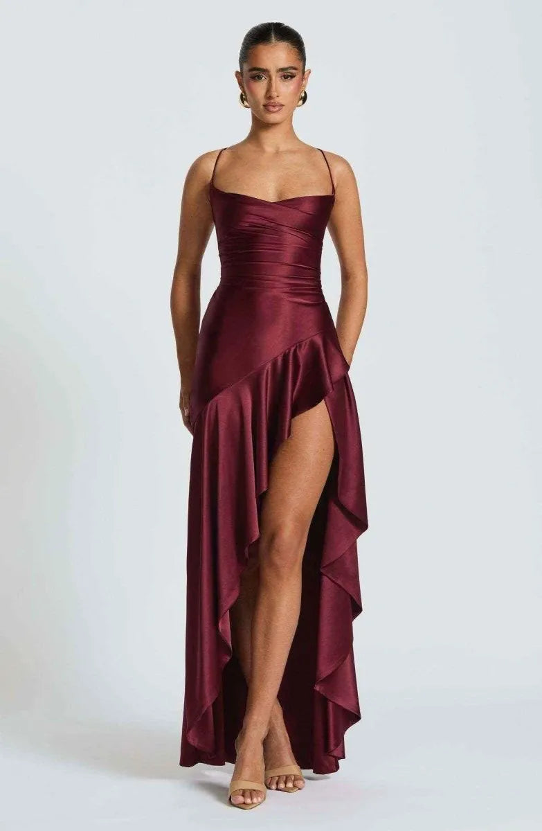 Women’s Formal Elegant Maxi Wedding Guest Dress with Slit