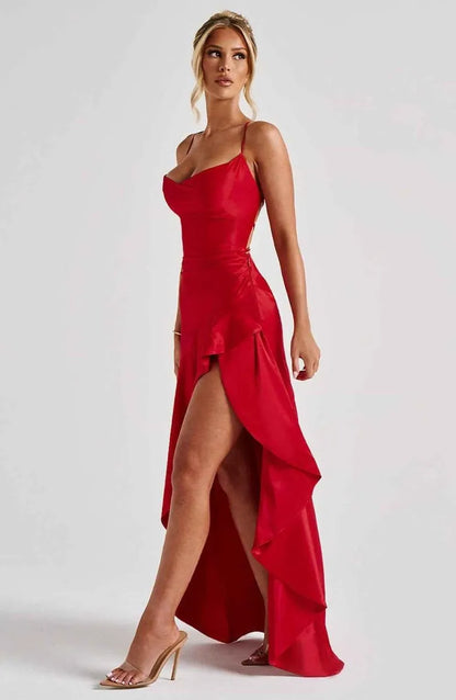 Women’s Formal Elegant Maxi Wedding Guest Dress with Slit