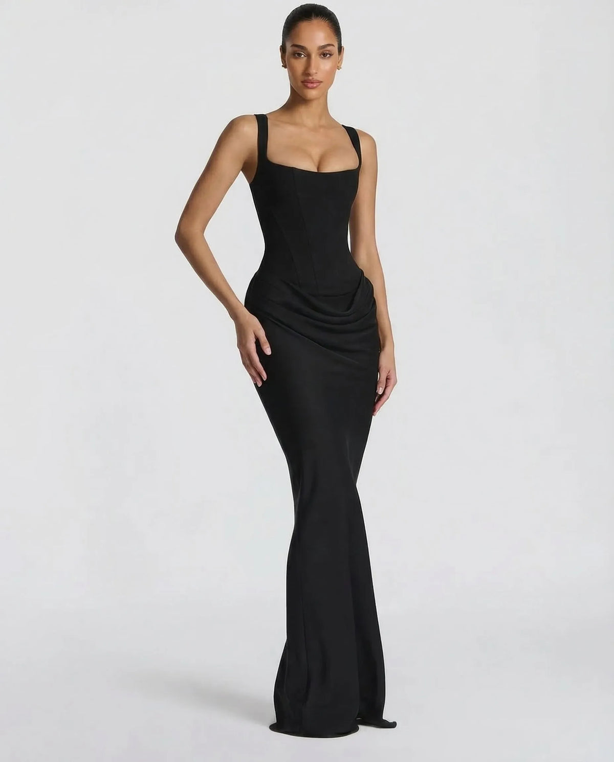 Women's Formal Evening Maxi Wedding Guest Dress with Corset