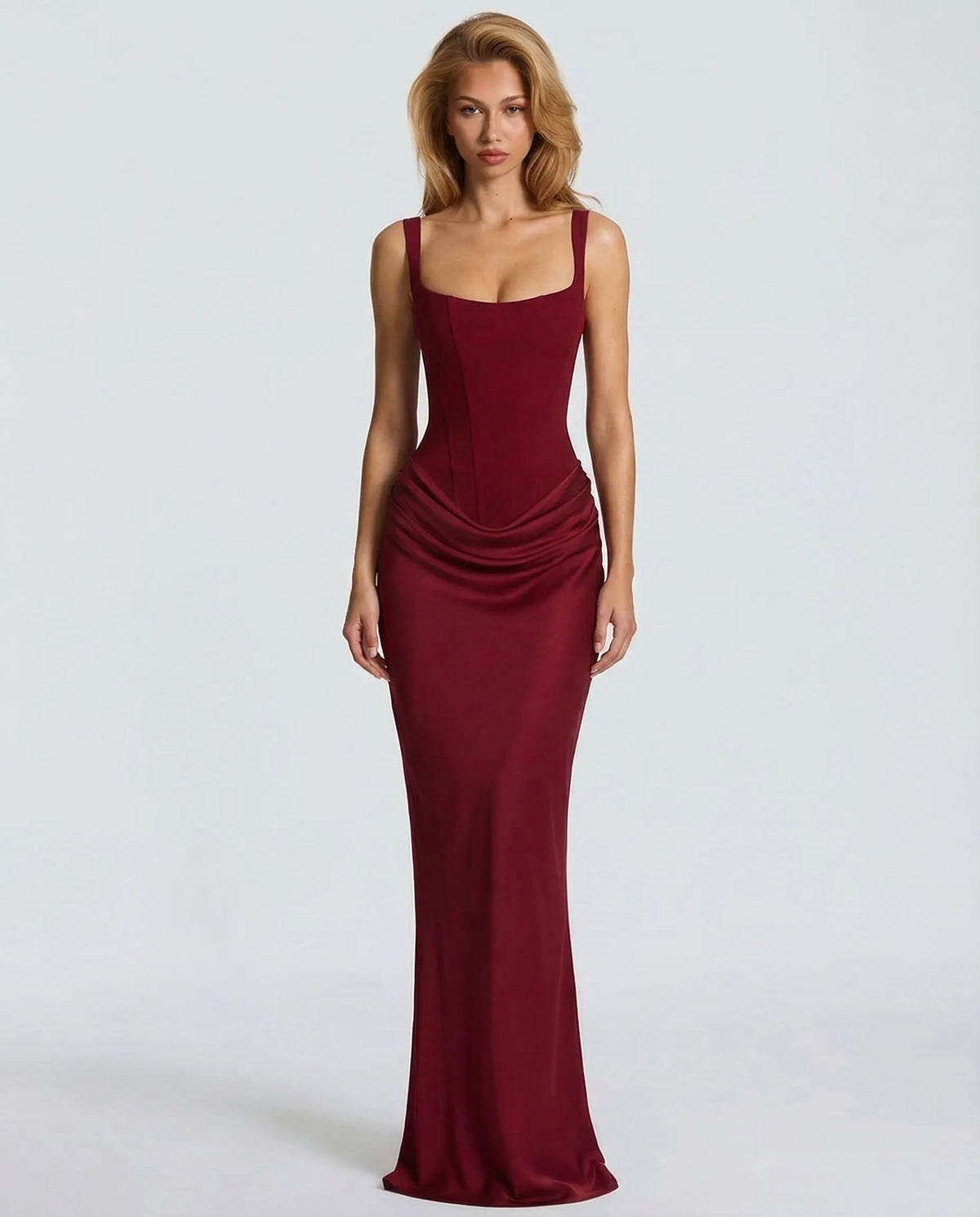 Women's Formal Evening Maxi Wedding Guest Dress with Corset