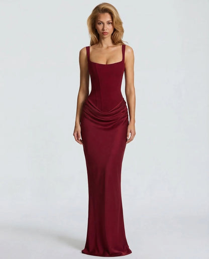 Women's Formal Evening Maxi Wedding Guest Dress with Corset