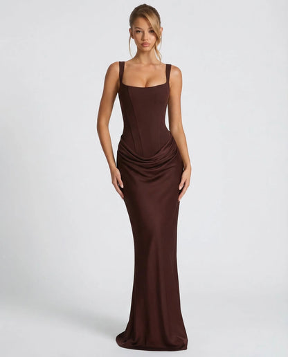 Women's Formal Evening Maxi Wedding Guest Dress with Corset