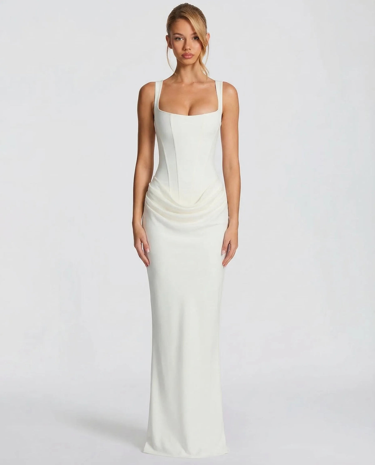 Women's Formal Evening Maxi Wedding Guest Dress with Corset